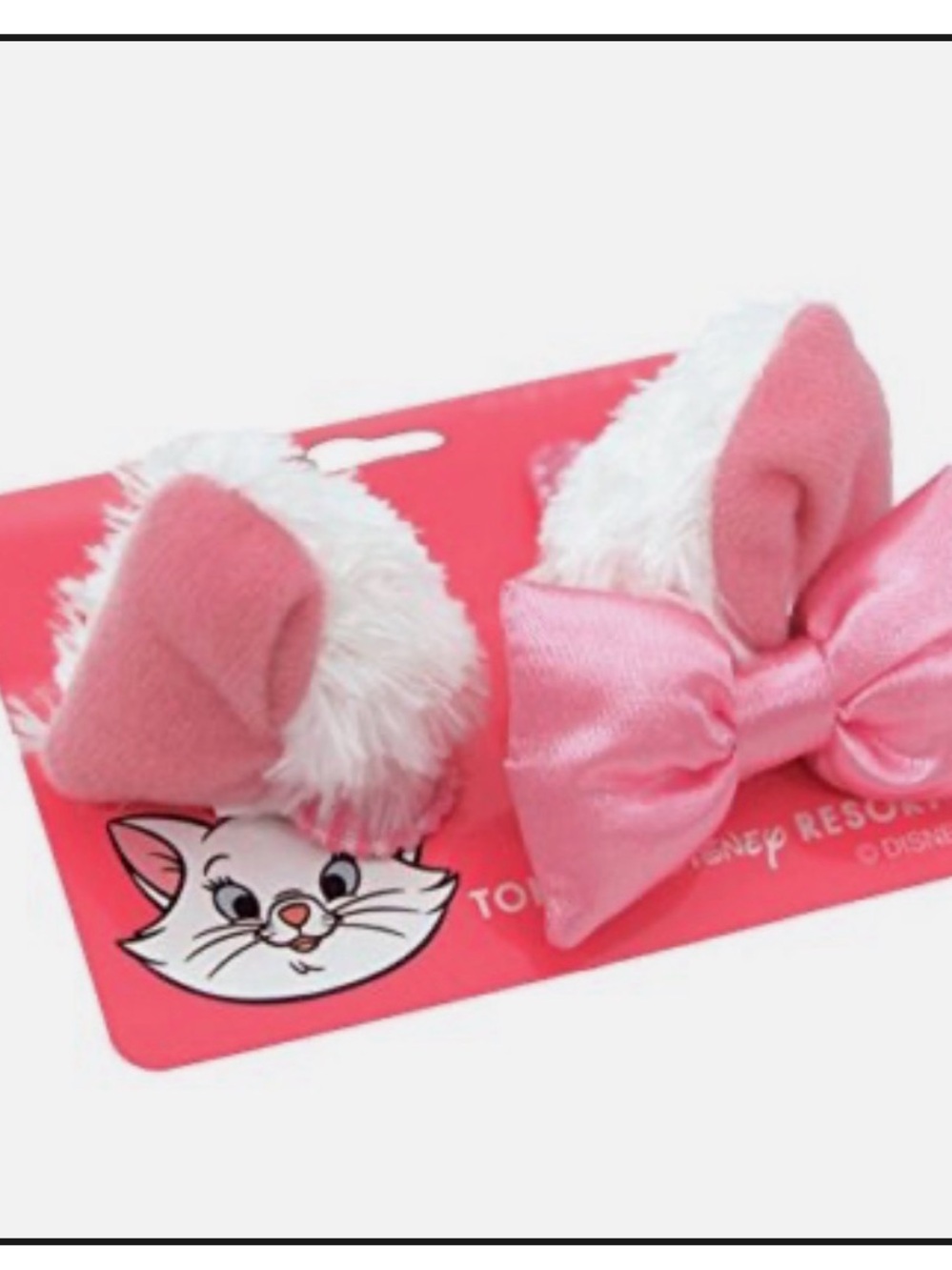 NWT Disney Cats Aristocats Marie Ear Hair Clips with Satin Bow